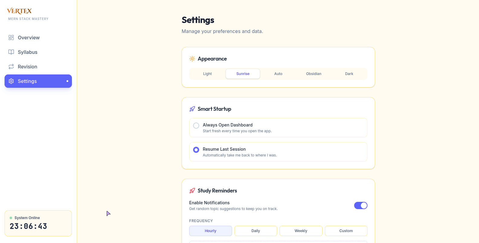 Settings Page